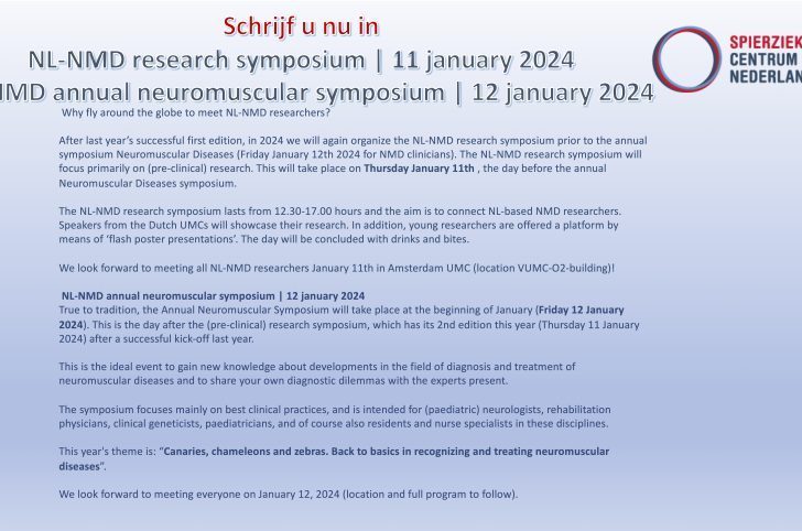 NL-NMD Research Symposium, Neuromusculair Jaarsymposium